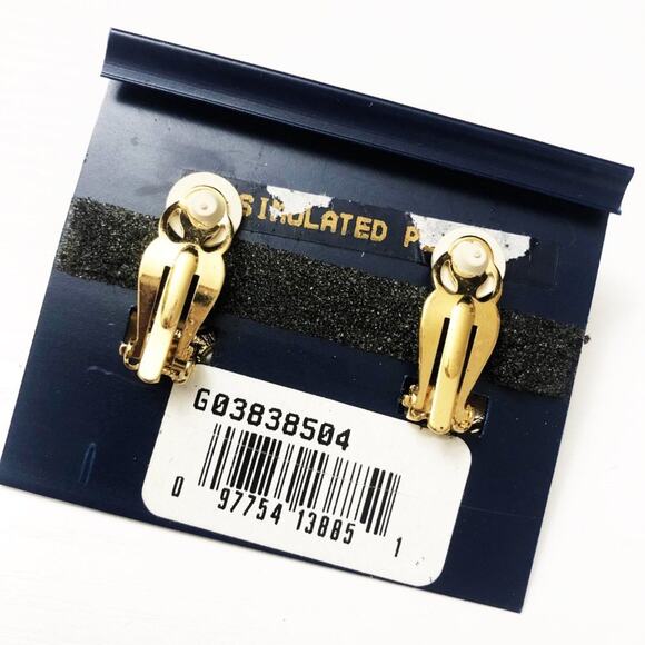 Givenchy Vintage Faux Pearl Cluster Clip Earrings 80's Dead Stock - Picture 7 of 8